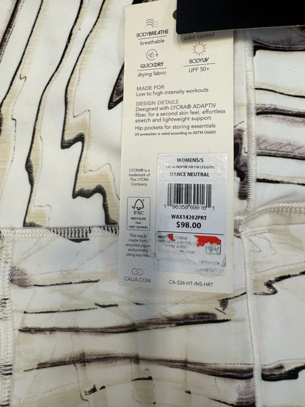 Calia
Abstract Print High-Waist Women's Leggings - White/Brown/Black - Picture 3 of 5